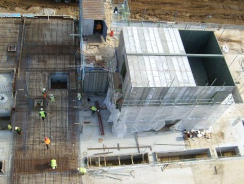 Baustelle mit Tresorraum von oben