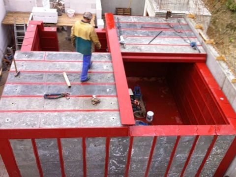 Baustelle eines Wertschutzraumes von oben